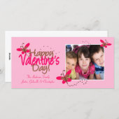 PINK Butterflies Valentinstag Feiertagskarte (Vorne/Hinten)