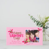 PINK Butterflies Valentinstag Feiertagskarte (Stehend Vorderseite)