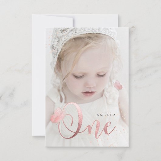 Pink Butterflies Watercolor Einladung (Vorderseite)