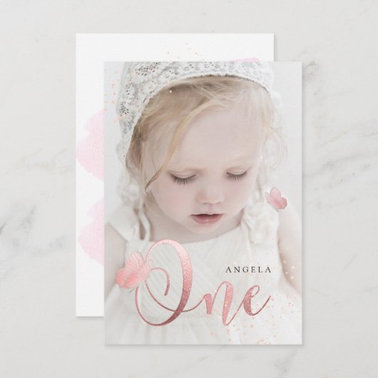 Pink Butterflies Watercolor Einladung (Vorne/Hinten)