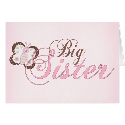 Pink Butterfly 2 Big Sister Blank Card (Vorderseite (Horizontal))