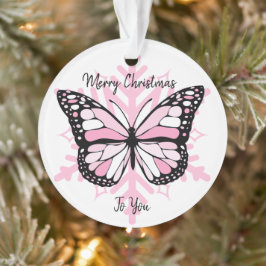 Pink Butterfly auf der Schneeflocke Weihnachten Ornament