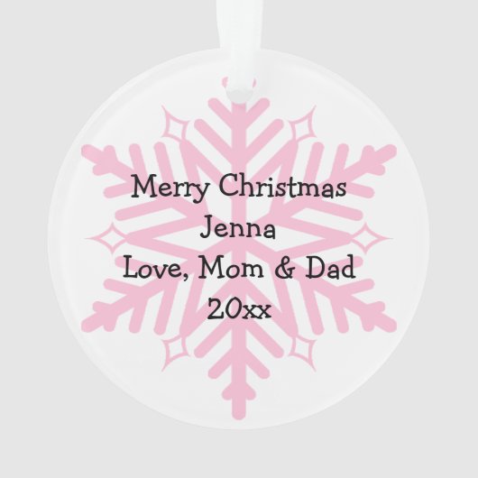 Pink Butterfly auf der Schneeflocke Weihnachten Ornament (Rückseite)