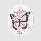 Pink Butterfly auf der Schneeflocke Weihnachten Ornament (Vorderseite)