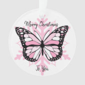 Pink Butterfly auf der Schneeflocke Weihnachten Ornament (Vorderseite)