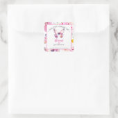 Pink Butterfly Baby Dusche Buchzeichen Quadratischer Aufkleber (Tasche)