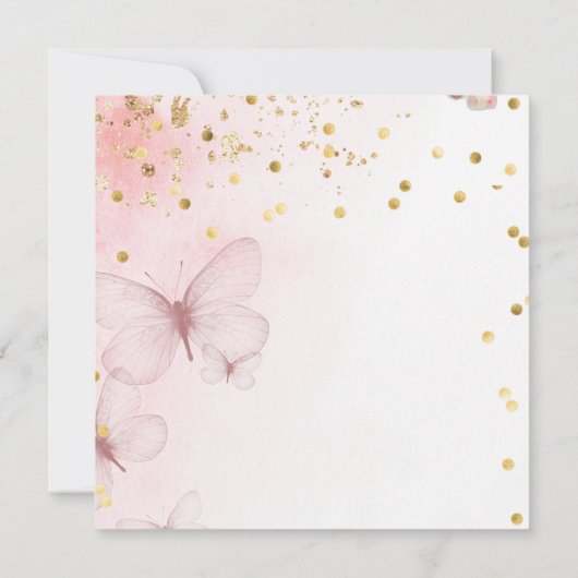 Pink Butterfly Baby Dusche Einladung (Rückseite)