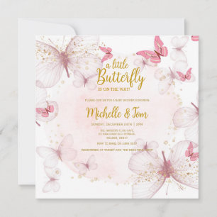 Pink Butterfly Baby Dusche Einladung