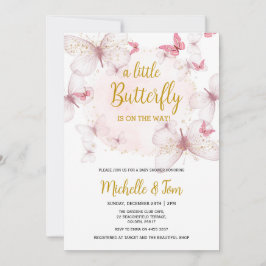 Pink Butterfly Baby Dusche Einladung