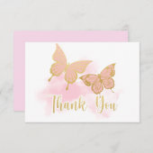 Pink Butterfly Baby Dusche Einladung Danke (Vorne/Hinten)