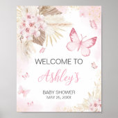 Pink Butterfly Baby Dusche Empfang Poster (Vorne)