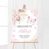 Pink Butterfly Baby Dusche Empfang Poster
