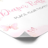 Pink Butterfly Baby Dusche Windelwanne Raffle Poster (Ecke)