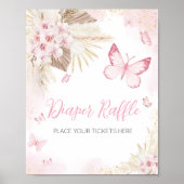 Pink Butterfly Baby Dusche Windelwanne Raffle Poster (Vorne)