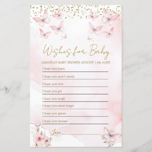 Pink Butterfly Baby Dusche Wünsche für Baby Game