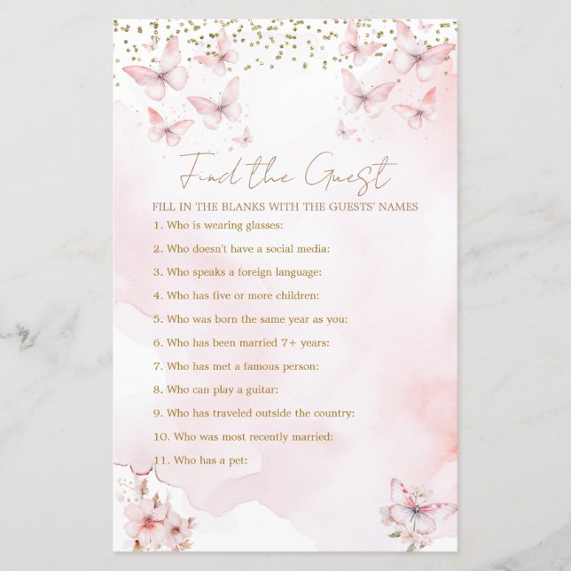 Pink Butterfly Baby Duschmädchen finden Gast (Vorderseite)