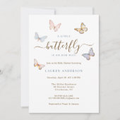 Pink Butterfly Baby Girl Dusche Einladung (Vorderseite)