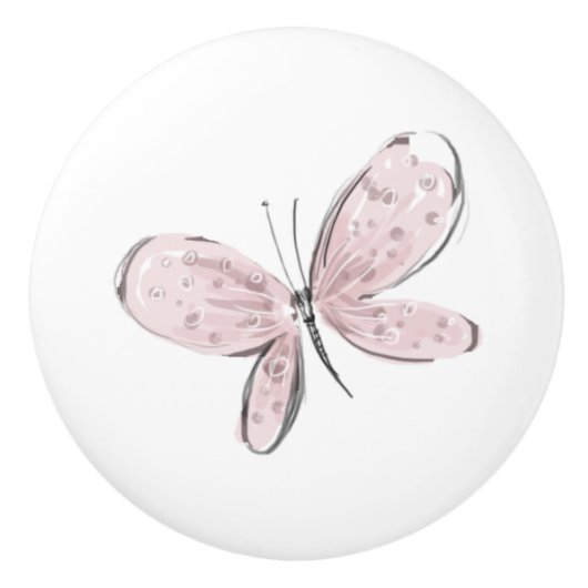 Pink Butterfly Baby Girl Pull Keramikknauf (Vorderseite)