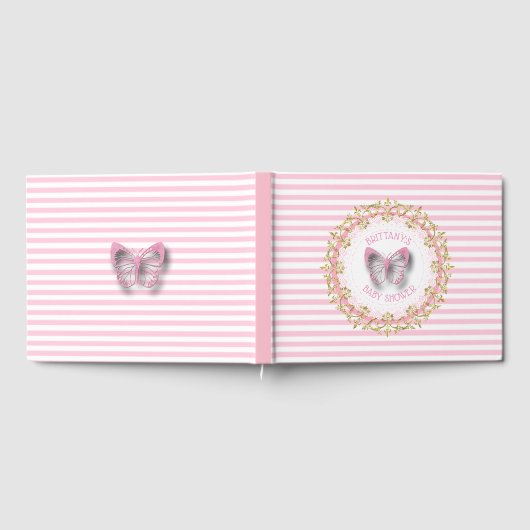 Pink Butterfly Baby Personalisiert Showbook Gästebuch (Voll)