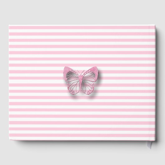 Pink Butterfly Baby Personalisiert Showbook Gästebuch (Rückseite)