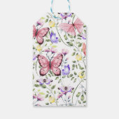 Pink Butterfly Baby Shower Geschenkanhänger (Rückseite)