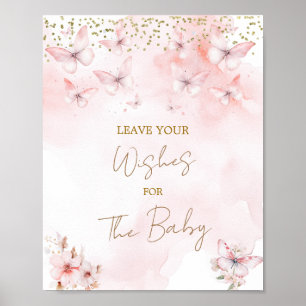 Pink Butterfly Baby Shower Girls wollen Baby Poster