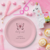 Pink Butterfly Baby Shower Pappteller (Party)