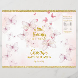 Pink Butterfly Babydusche Chip Bag Labels Flyer