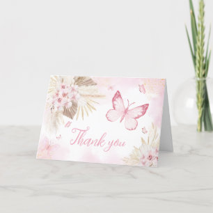 Pink Butterfly Babydusche Dankeskarte
