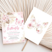 Pink Butterfly Babydusche Einladung