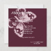 Pink Butterfly Babydusche Einladung (Rückseite)