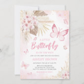 Pink Butterfly Babydusche Einladung (Vorderseite)