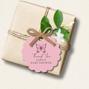 Pink Butterfly Babydusche Geschenkanhänger