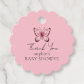 Pink Butterfly Babydusche Geschenkanhänger (Vorderseite)