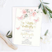 Pink Butterfly Babydusche Girl Einladung
