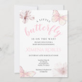 Pink Butterfly Babydusche Girl Einladung (Vorderseite)