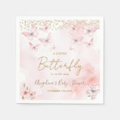 Pink Butterfly Babydusche Girl Paper Serviette (Vorderseite)