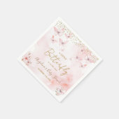 Pink Butterfly Babydusche Girl Paper Serviette (Ecke)