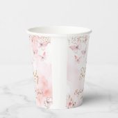 Pink Butterfly Babydusche Girl Pappbecher (Rechts)