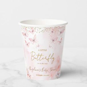 Pink Butterfly Babydusche Girl Pappbecher