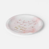 Pink Butterfly Babydusche Girl Pappteller (Schrägansicht)