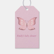 Pink Butterfly Babydusche Spende Tags Personalisie