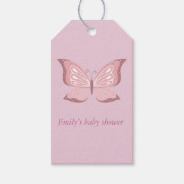 Pink Butterfly Babydusche Spende Tags Personalisie Geschenkanhänger