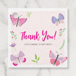 Pink Butterfly Birthday Thank You Tag Geschenkanhänger