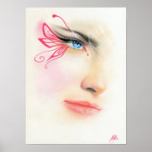 Pink Butterfly Blue Eye Fantasy Art POSTER (Vorne)