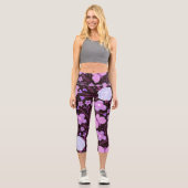 Pink Butterfly-Blume Capri Leggings (Vorderseite)