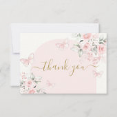 Pink Butterfly Blumenkarte danke (Vorderseite)