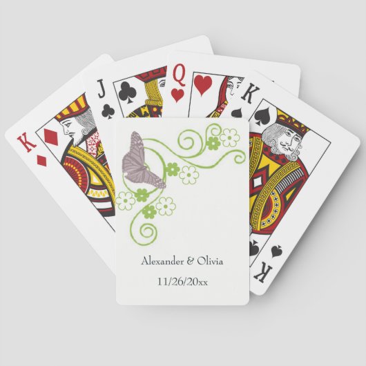 Pink Butterfly Blumenkarten für Hochzeitsspiele Spielkarten (Rückseite)