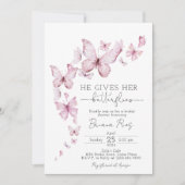 Pink Butterfly-Brautparty Einladung (Vorderseite)
