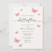 Pink Butterfly-Brautparty Einladung (Vorderseite)